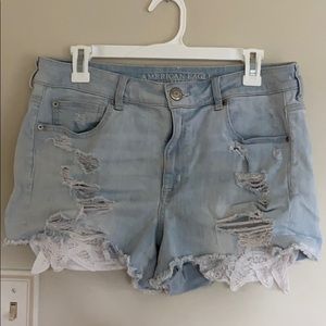 American Eagle hi rise shortie Jean shorts